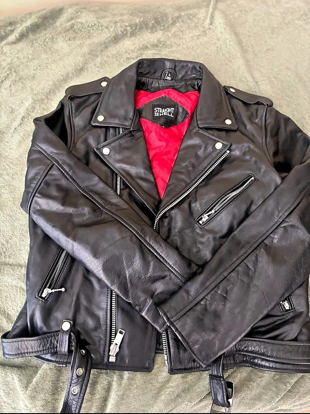 Straight to Hell Commando Black & Red Moto Jacket